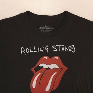 The Rolling Stones 1975 US Tour Band Crew Neck T Shirt Mens Size XL Black